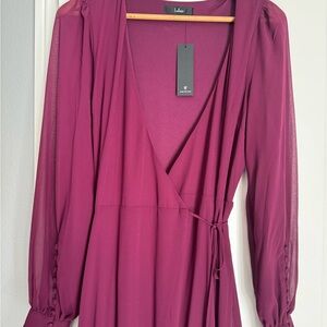 NWT Lulu's Plum Long Sleeve Wrap Dress